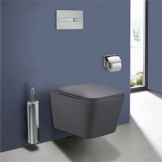 VINCEA Q-Line Унитаз подвесной Q-Line VT1-12MA безободковый, цвет антрацит мат., ультратонкое soft close сиденье VT1-12MA - фото 319459