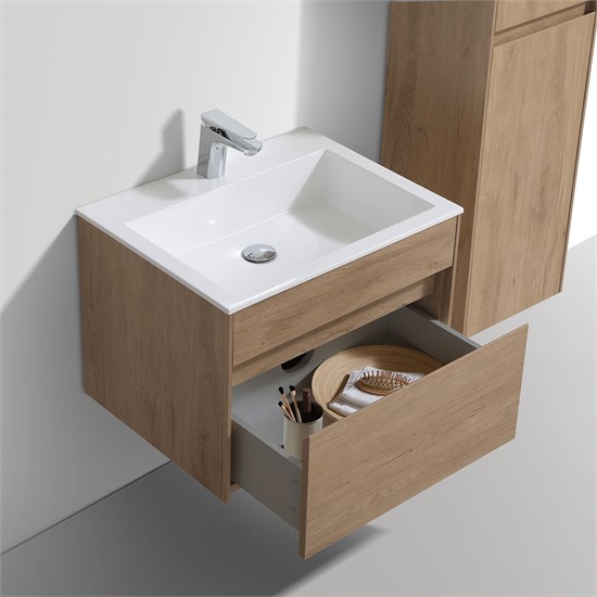 VINCEA База под раковину Chiara 600 подвесная, 1 выкатной ящик soft-close, N.Oak VMC-2C600NO - фото 320063