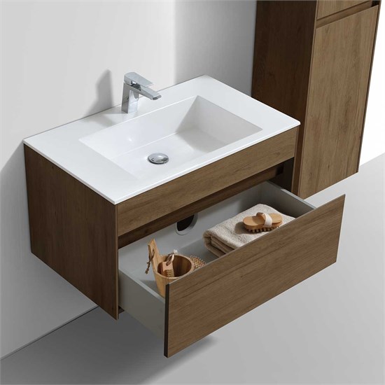 VINCEA База под раковину Chiara 800 подвесная, 1 выкатной ящик soft-close, T.Oak VMC-2C800TO - фото 320143