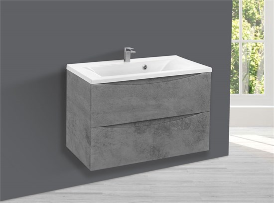 VINCEA База под раковину Mia 750 подвесная, 2 выкатных ящика soft close, Beton VMC-2MA750BT - фото 320855