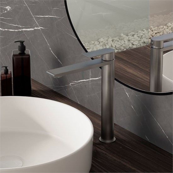 VINCEA Смеситель для раковины Vogue (SS) VBF-2VS2GM однорычажный, вороненая сталь VBF-2VS2GM - фото 322080