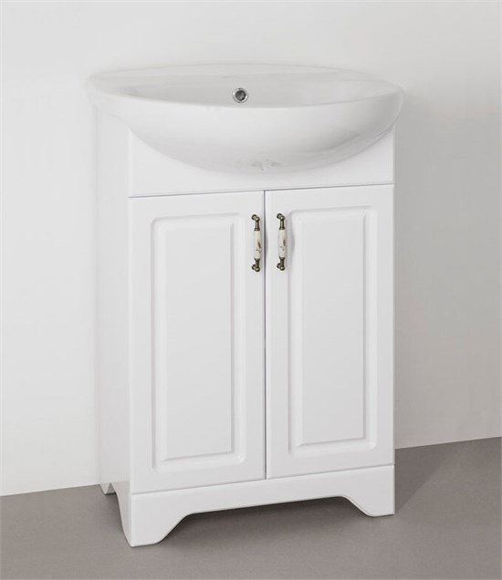 STYLE LINE Тумба с раковиной Style Line Олеандр-2 55 под умывальник Антик 55, белая ЛС-00000046