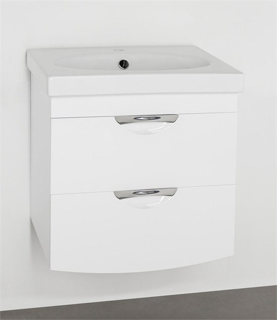 STYLE LINE Тумба с раковиной Style Line подвесная Жасмин 2 (2 ящ.), Комо 60, Люкс белая, PLUS ЛС-00000728