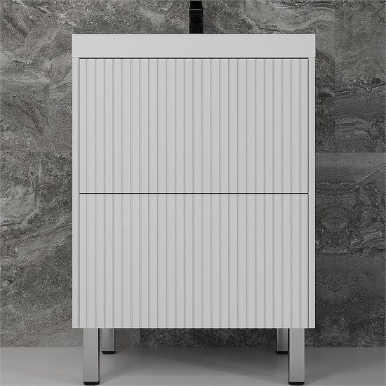 STYLE LINE Тумба напольная "Стокгольм 60", Classic 60, (2 ящ.) белый рифленый софт, PUSH ЛС-00002333 - фото 325721