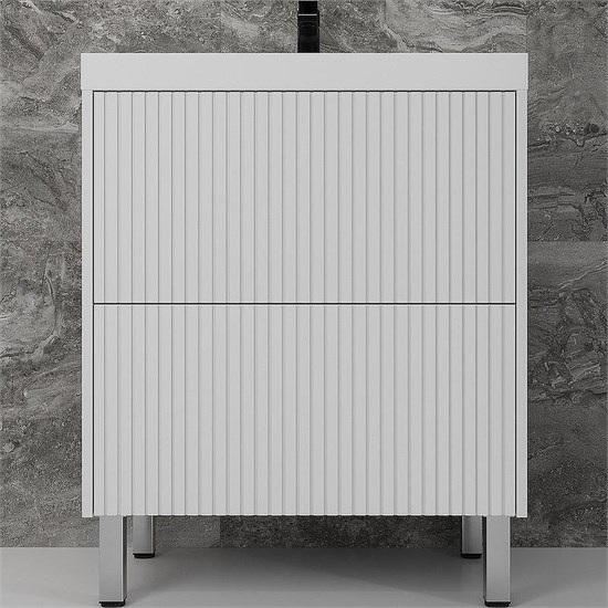 STYLE LINE Тумба напольная "Стокгольм 70", Classic 70, (2 ящ.) белый рифленый софт, PUSH ЛС-00002334