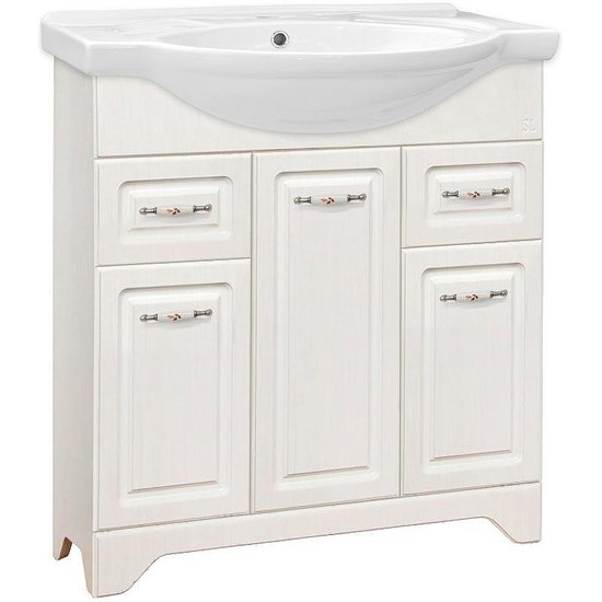 STYLE LINE Тумба с раковиной Style Line Олеандр-2 75 (2ящ.) под умывальник Байкал 75, рельеф пастель ЛС-00000200