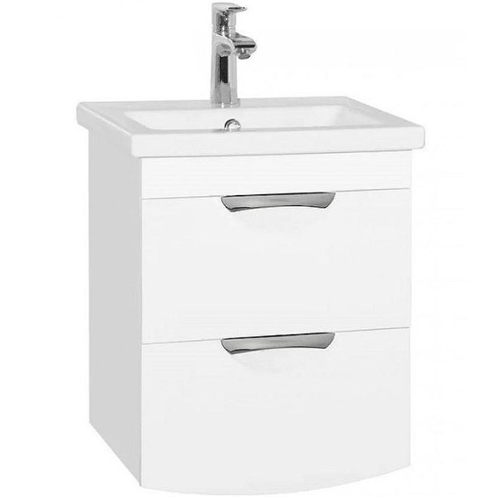 STYLE LINE Тумба подвесная "Жасмин 2" (2 ящ.), Комо 50, Люкс белая, PLUS ЛС-000010039 - фото 325922