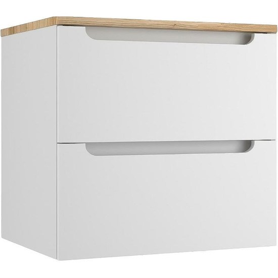 STYLE LINE Тумба подвесная "Бали 60" 2 ящика со столешницей БЕЛЫЙ СОФТ ЛС-00002337