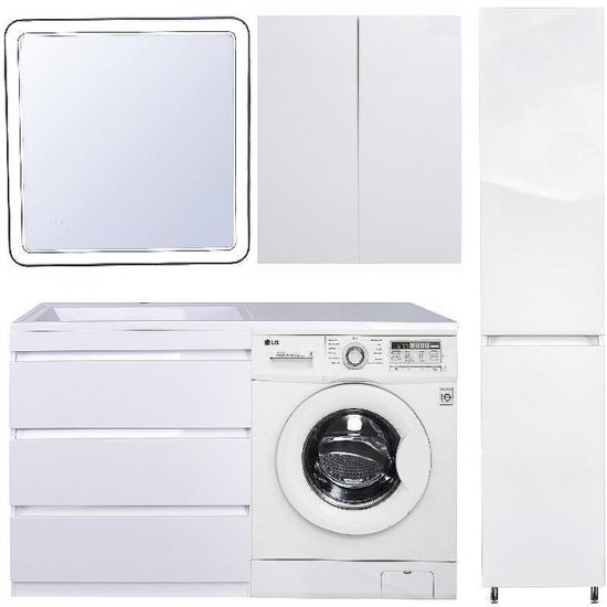 STYLE LINE El Fante Dallas El Fante Тумба под раковину напольная "Даллас 130", 3 ящ., Люкс белая, PLUS СС-00000558 - фото 326305