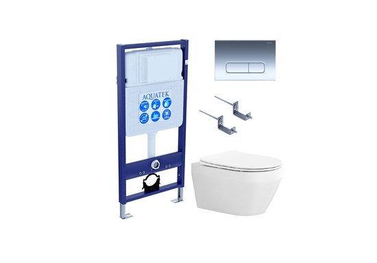 SET AQUATEK ЛЕЯ Т (рама AQUATEK Standard INS-0000012, клавиша KDI-0000016 ,KKI-0000002 крепёж+унитаз ЛЕЯ AQ1199T-00 с тонким сиденьем soft-close SET AQUATEK ЛЕЯ Т-016 4в1 - фото 326542