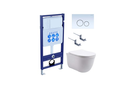 Set AQUATEK КЛАССИК (рама AQUATEK Standard INS-0000012 с звукоиз.прокладкой+крепеж KKI-0000002+кнопкаKDI-0000015+унитаз КЛАССИК AQ1111-00 с крышкой SET AQUATEK КЛАССИК-015 4в1 - фото 326975