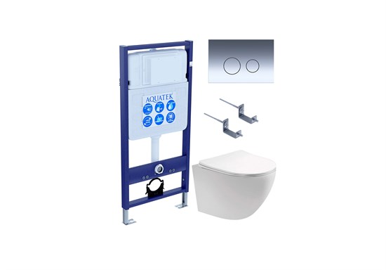 SET AQUATEK ЕВРОПА-018 4в1 (рама AQUATEK Standard INS-0000012 с клавишей KDI-0000018 и крепежом KKI-0000002+унитаз AQ1901-00 с тонким сиденьем sc) SET AQUATEK ЕВРОПА-018 4в1 - фото 327797
