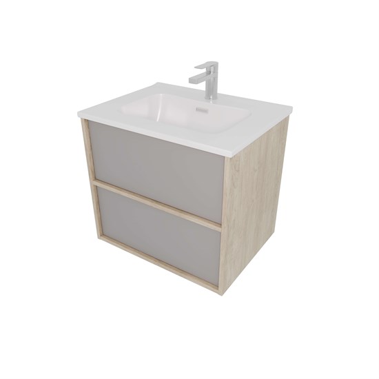 AQUATEK Комплект мебели: Тумба ЛИБРА с раковиной 60см, 2 ящика с системой push-to-open, корпус дерево,цвет фасадов серый туман AQ66060-DO-LG