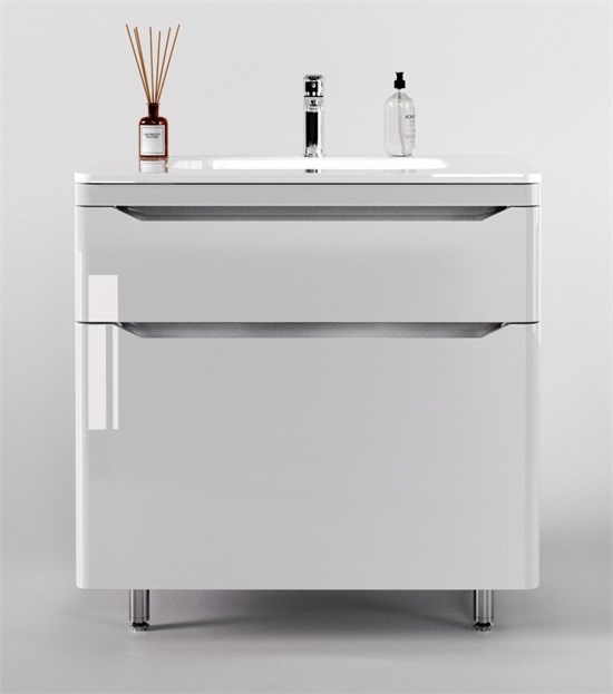 STYLE LINE El Fante Marella El Fante Тумба напольная "Марелла 80" (2 ящ.) Люкс антискрейтч белый глянец, PLUS СС-00002402