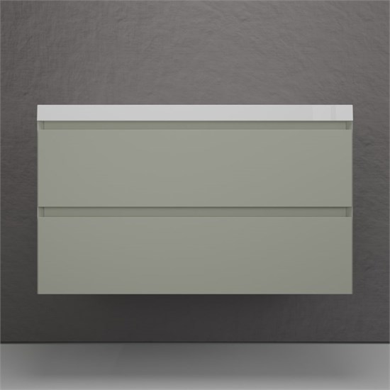 STYLE LINE Тумба подвесная "Манхэттен 100" ЭМАЛЬ под ASTI 100 2 ящика PLUS олива ЛС-00002358