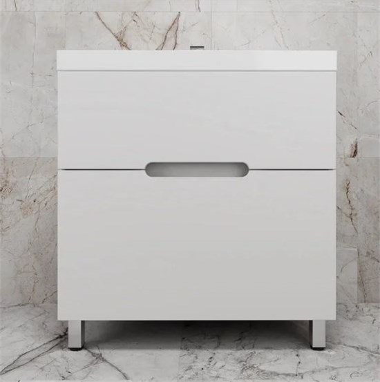 STYLE LINE Тумба напольная "Матис 80" под ASTI 80 (2 ящика), Белый матовый, ЭМАЛЬ ЛС-00002443