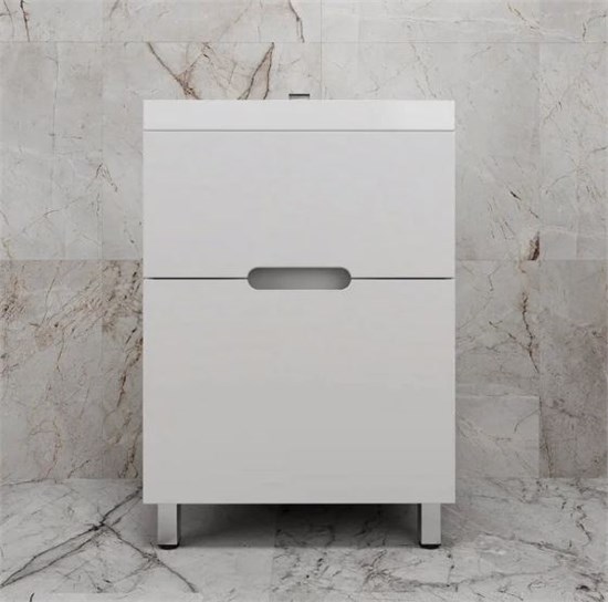 STYLE LINE Тумба напольная "Матис 60" под ASTI 60 (2 ящика), Белый матовый, ЭМАЛЬ ЛС-00002441