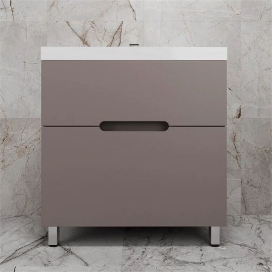 STYLE LINE Тумба напольная "Матис 80" под ASTI 80 (2 ящика), ТАУП ТЁМНЫЙ, ЭМАЛЬ ЛС-00002439