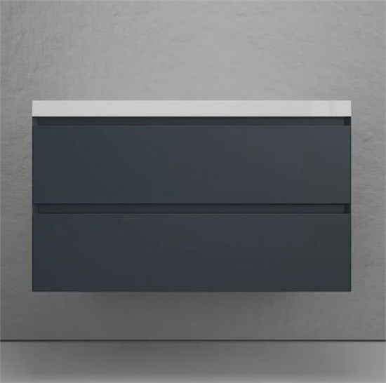 STYLE LINE Тумба подвесная "Манхэттен 100" ЭМАЛЬ под ASTI 100 2 ящика PLUS графит ЛС-00002357