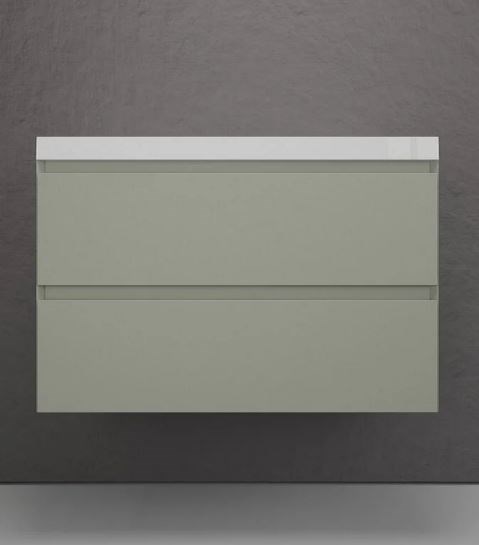 STYLE LINE Тумба подвесная "Манхэттен 80" ЭМАЛЬ под ASTI 80 2 ящика PLUS олива ЛС-00002361