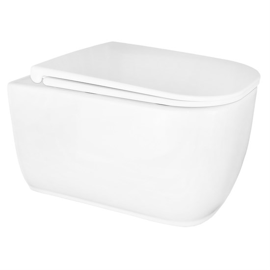 AZARIO Riano Унитаз подвесной 350х490х350 безободковый, слив "Скрытое Торнадо", с быстросъемным сиденьем микролифт (AZ-2808E) AZ-2808E