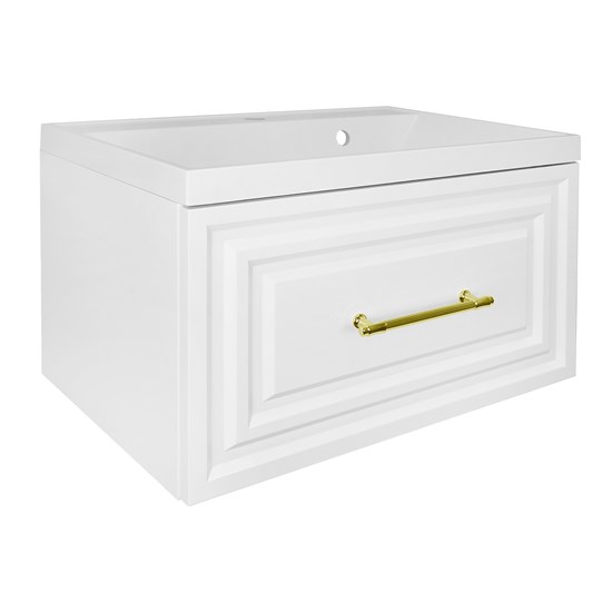 AZARIO Комплект Тумба LAURA 70/1 700х450х455 подвесная, с раковиной CLASSIK 70, белый глянцевый, фурнитура золото (CS00104006) CS00104006