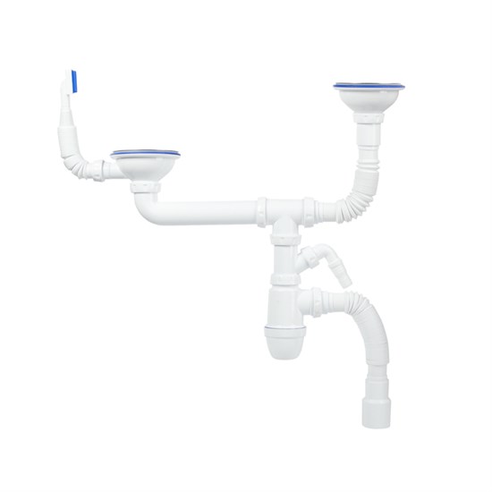 IDDIS Сифон для двойной мойки с выпуском 3 1/2 с переливом и отводом Kitchen Line (S21UPS0i84) S21UPS0i84