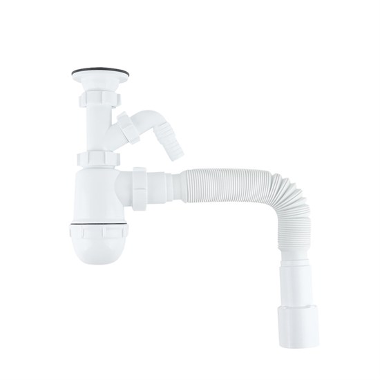 IDDIS Сифон бутылочный Optima Home 1.1/2x40мм, с выпуском, гофротрубой 40/50мм и отводом (900AVG1010VD) 900AVG1010VD