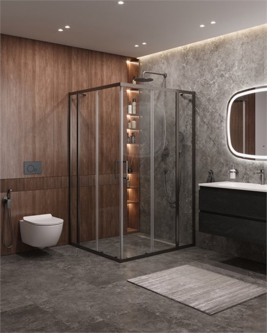 CEZARES Molveno Душевой уголок прямоугольный размер 120x110 см двери раздвижные профиль - оружейная сталь / стекло - прозрачное MOLVENO-AH-22-120/110-C-GM-IV