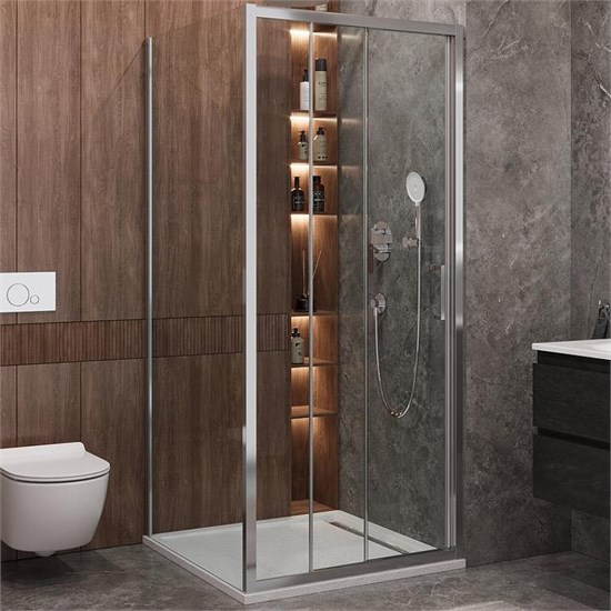 CEZARES Molveno Душевой уголок квадратный размер 90x90 см двери раздвижные профиль - хром / стекло - прозрачное MOLVENO-AF-31-90-C-CR-IV