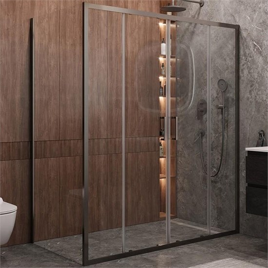 CEZARES Molveno Душевой уголок прямоугольный размер 170x90 см двери раздвижные профиль - оружейная сталь / стекло - прозрачное MOLVENO-AH-2/1-170/90-C-GM-IV