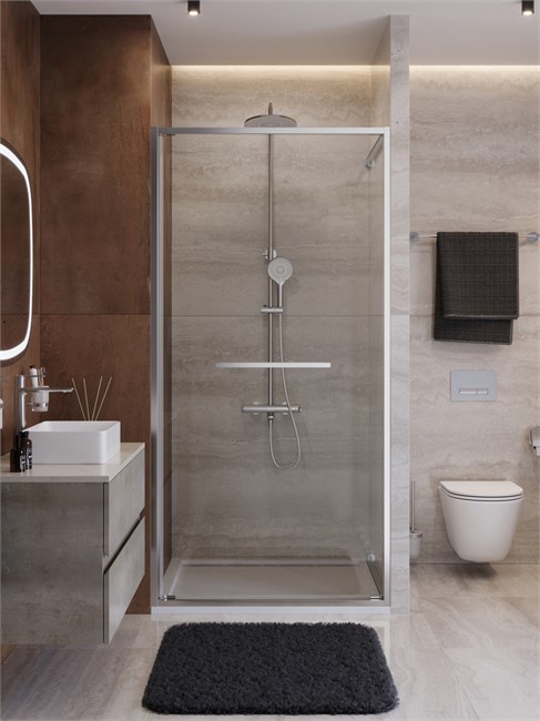 CEZARES Lux Душевая дверь в нишу раздвижная ширина 90 см, цвет профиль - хром / стекло - прозрачное LUX-B-FS-1-90-C-CR