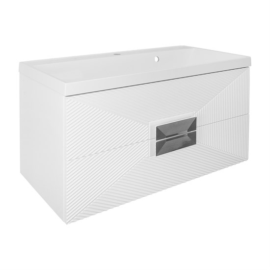 AZARIO Комплект ZENA Тумба 80/2 800х450х585 подвесная, с раковиной CLASSIK 80, белый глянец, ручка хром (CS00097031) CS00097031