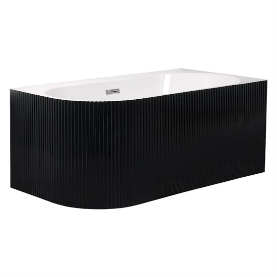 AZARIO Ванна акриловая LAGO BLANCO BLACK 1700х750х580 пристенная, правосторонняя, в комплекте с сифоном и металлической рамой, белый глянец/черный матовый (AZ-6724-1CRB 17075) AZ-6724-1CRB 17075