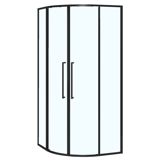 AZARIO Душевое ограждение SHANGHAI 1000х1000х1950 четверть круга, прозрачное стекло 6 мм, профиль черный матовый, двери раздвижные AZ-S43-100-MB-CL