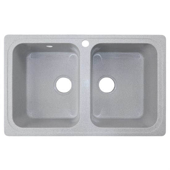 AZARIO Кухонная мойка Alba 780x490x190 двойная, искусственный мрамор, сифон в комплекте, цвет серый (CS00105219) CS00105219
