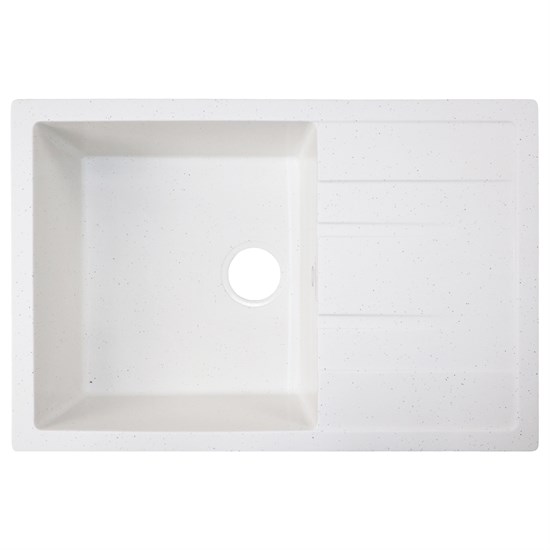 AZARIO Кухонная мойка Rio 750x505x185 искусственный мрамор, с "крылом", сифон в комплекте, цвет белый крап (CS00105231) CS00105231