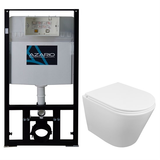 AZARIO Сет: Инсталляция  для подвесного унитаза 3/6л. + унитаз  Teramo безободковый, слив "Скрытое Торнадо", с сиденьем микролифт (AZ-8010-1000+AZ-0053-UQ3) AZ-8010-1000+AZ-0053-UQ3