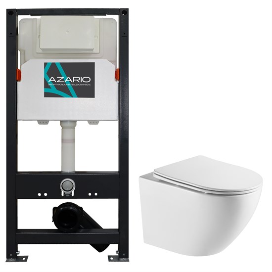 AZARIO Сет: Инсталляция для подвесного унитаза  NEW 3/6л + Унитаз подвесной  Grado безободковый, слив "Торнадо", сиденье микролифт (AZ-501A+AZ-0046-UQ1) AZ-501A+AZ-0046-UQ1