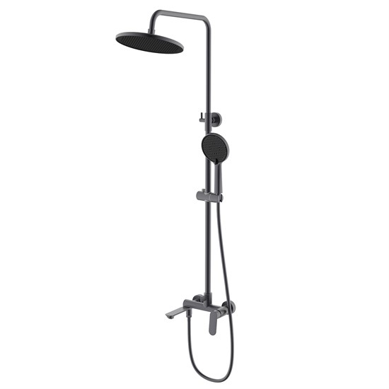 AZARIO Душевая система Alanti с круглым тропическим душем, керамический картридж, шланг 150 см, графит (AZ-K2332GR) AZ-K2332GR