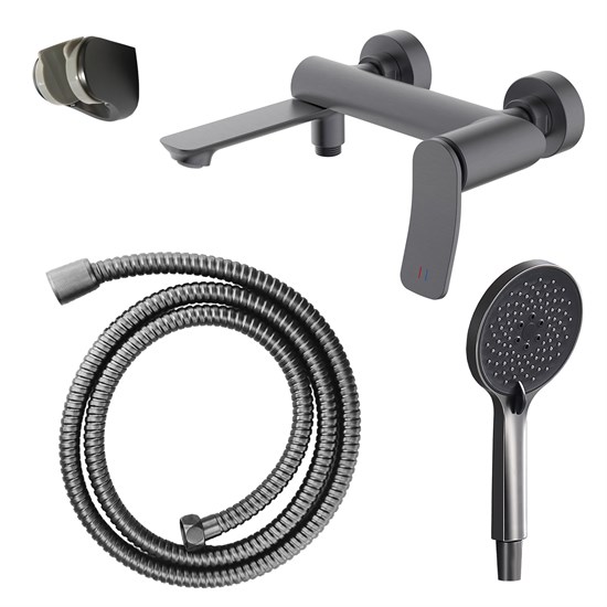 AZARIO Смеситель для ванны Escaro с ручным душем, керамический картридж, шланг 150 см, графит (AZ-K3074GR) AZ-K3074GR