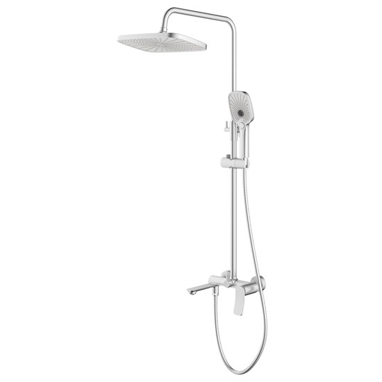 AZARIO Душевая система Escaro с квадратным тропическим душем, керамический картридж, шланг 150 см, сатин (AZ-K2374BN) AZ-K2374BN