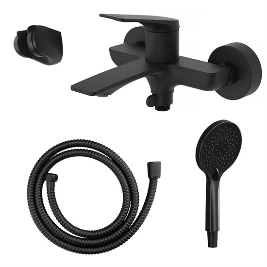AZARIO Смеситель для ванны Lursy с ручным душем, керамический картридж, шланг 150 см, черный матовый (AZ-K3049B) AZ-K3049B