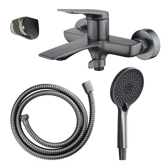 AZARIO Смеситель для ванны Lursy с ручным душем, керамический картридж, шланг 150 см, графит (AZ-K3049GR) AZ-K3049GR
