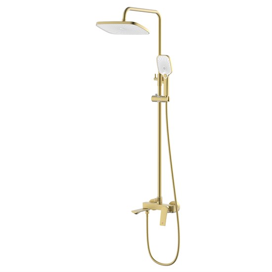 AZARIO Душевая система Lursy с квадратным тропическим душем, керамический картридж, шланг 150 см, золото матовое (AZ-K2349MG) AZ-K2349MG