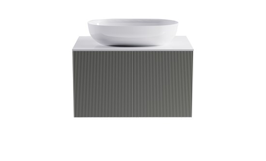 ASTRA-FORM Тумба подвесная М-40 80см 1ящ цв NCS S 3502-y мат./волна, раковина Атрия бел гл., столешница Solid бел гл. 4631177713545