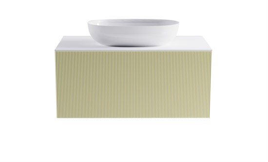 ASTRA-FORM Тумба подвесная М-40 90см 1ящ цв RAL1013 мат./волна, раковина Атрия бел гл., столешница Solid бел гл. 4631177713637