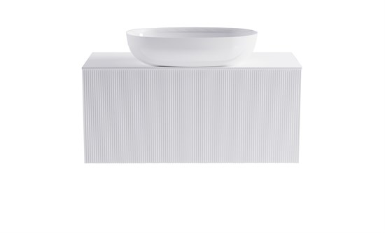 ASTRA-FORM Тумба подвесная М-40 100см 1ящ цв белый мат./волна, раковина Атрия бел гл., столешница Solid бел гл. 4631177713316