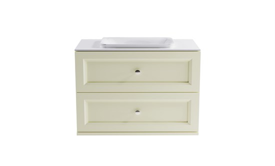 ASTRA-FORM Тумба подвесная Классик  90 с 2ящ RAL1013 мат. с раковиной Ретро бел гл. и столешницей Solid бел гл. 4631177714375
