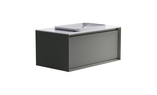 ASTRA-FORM Тумба подвесная Фрейм  90 с 1ящ NCS S 3502-y мат. с раковиной Антарес бел гл. и столешницей Solid бел гл. 4631177713880